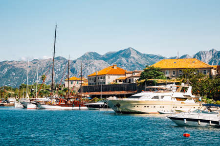 Bay of Kotor, Sea and old town in Kotor, Montenegroのeditorial素材