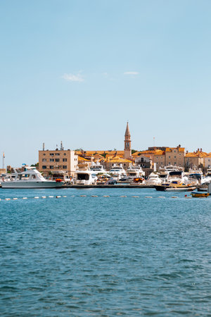 Budva old town and adriatic sea in Montenegroのeditorial素材