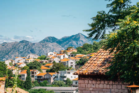 Kotor old town and mountain in Montenegroのeditorial素材