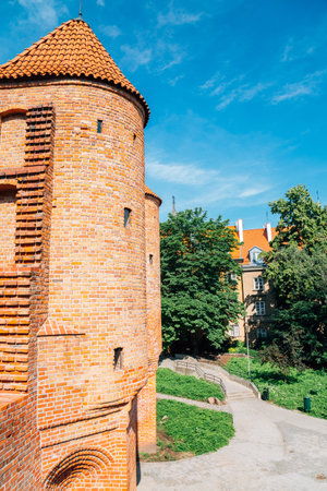 Barbakan Warszawski historic architecture in Warsaw, Poland