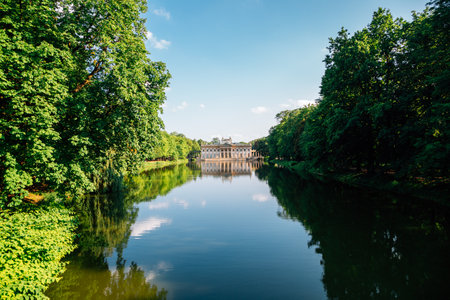 Lazienki palace on the Water at Lazienki park in Warsaw, Polandのeditorial素材
