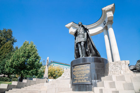 Moscow, Russia - August 20, 2019 : Monument to Alexander II at Cathedral of Christ the Saviorのeditorial素材