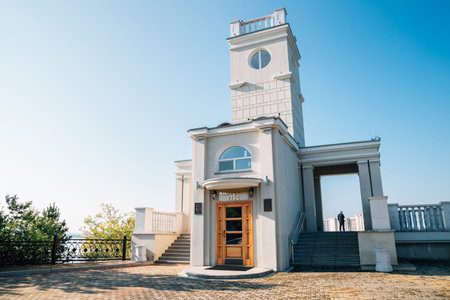 Khabarovsk, Russia - September 14, 2018: Amur Cliff historical building