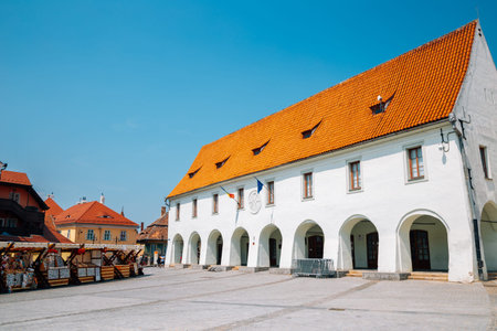 Sibiu, Romania - July 22, 2019: Emil Sigerus Museum of Saxon Ethnography and Folk Art at small squareのeditorial素材