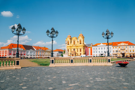 Piata Unirii Union square in Timisoara, Romaniaのeditorial素材