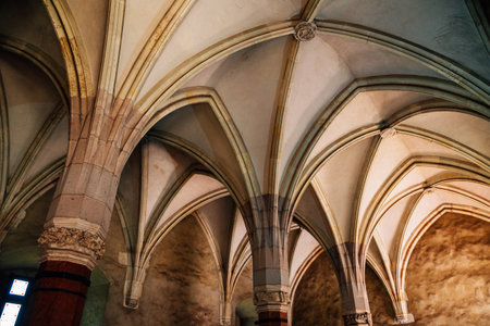 Hunedoara, Romania - July 21, 2019: Interior of Medieval Corvin Castle (Hunyad Castle)のeditorial素材