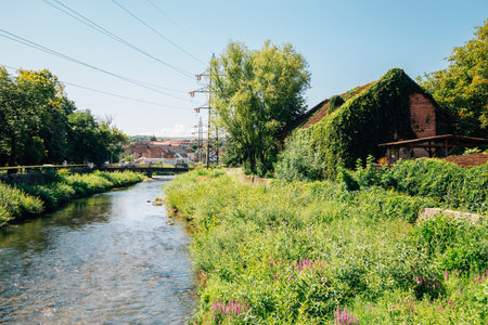 Countryside village landscape in Hunedoara, Romaniaのeditorial素材
