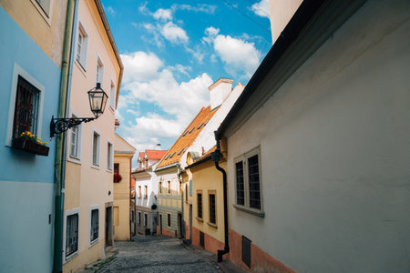 Old town colorful alley in Bratislava, Slovakiaのeditorial素材