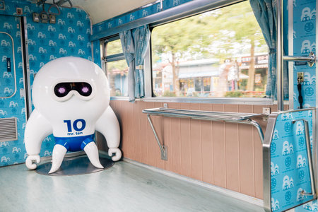 Nantou, Taiwan - May 3, 2018 : Inside the Jiji line trainのeditorial素材