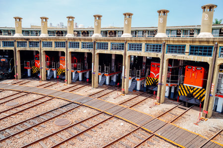Changhua, Taiwan - May 5, 2018 : Train garage, Changhua Roundhouse
