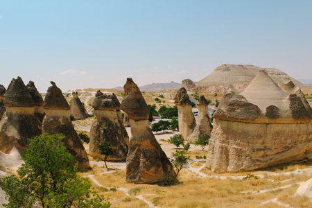 Pasabag valley Mushroom shaped rock formation, fairy chimneys in Cappadocia, Turkeyのeditorial素材