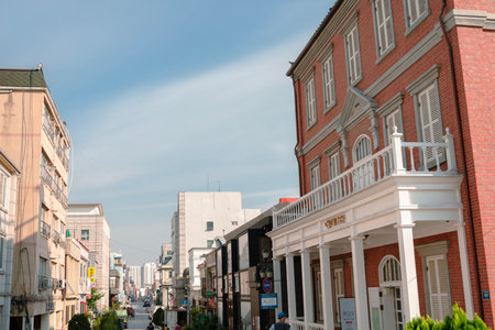 Incheon, Korea - September 28, 2022 : Gaehangjang Open Port Area Street, Daebul Hotelのeditorial素材