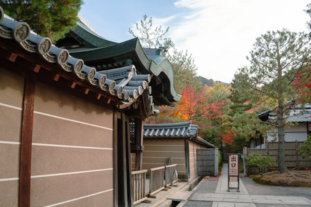 Kyoto, Japan - November 28, 2022 : Kodaiji temple and autumn leaves