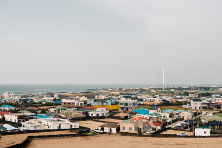 Jeju island Gujwa-eup seaside village view in Koreaの写真素材