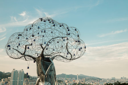 Busan, Korea - April 24, 2021 : View of Busan seaside cityのeditorial素材
