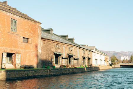 Otaru canal and warehouse building in Hokkaido, Japanのeditorial素材