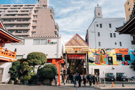 Nagoya, Japan â€“ December 3, 2022 : Osu Kannon temple and Osu arcade shopping street