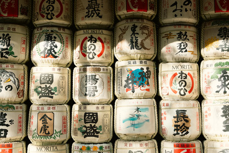Nagoya, Japan â December 3, 2022 : Atsuta Shrine Japanese Sake Barrelのeditorial素材