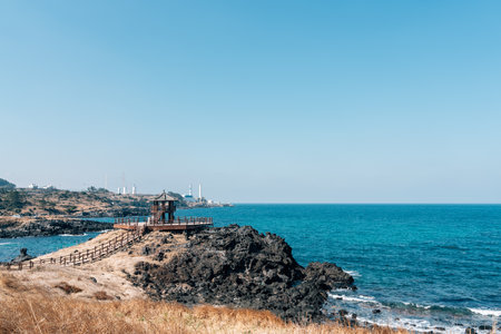Dakmeor coastal road and seascape, olle trail in Jeju island, Koreaのeditorial素材