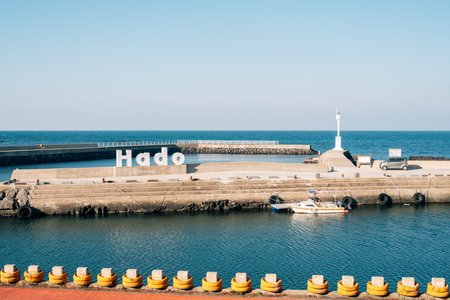 Jeju Island, Korea - February 25, 2022 : Hado-ri village port viewのeditorial素材