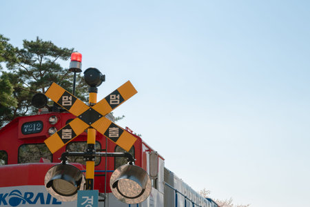 Changwon, Korea - April 4, 2022 : Gyeonghwa Railway Station train