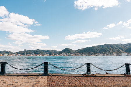 Shimonoseki Kanmon Straits and Kitakyushu Moji town in Yamaguchi, Japanのeditorial素材