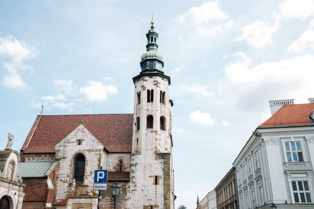 St. Andrew's Church and medieval building in Krakow, Polandのeditorial素材