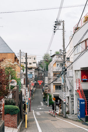 Tokyo, Japan - 12 April, 2023 : Animation movie 'Kimi no Nawa Your Name' location Shinjuku alley stairsのeditorial素材
