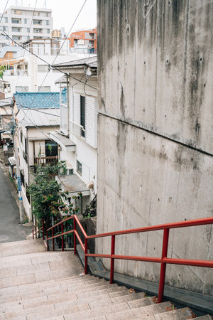 Tokyo, Japan - 12 April, 2023 : Animation movie 'Kimi no Nawa Your Name' location Shinjuku alley stairsのeditorial素材