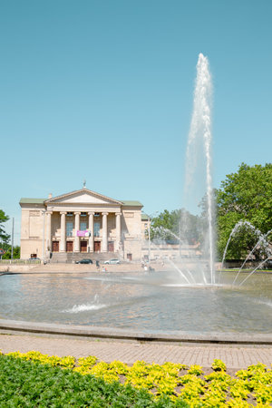 Poznan, Poland - June 9, 2019: Grand Theater and Adam Mickiewicz Parkのeditorial素材
