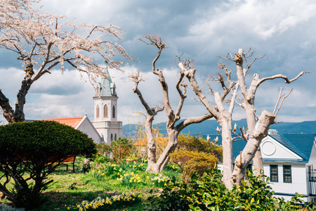Motomachi church and garden view in Hakodate, Hokkaido, Japanのeditorial素材