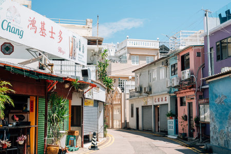Hong Kong - September 18, 2023 : Shek O village streetのeditorial素材