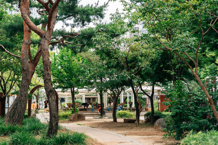 Daejeon, Korea - July 14, 2024 : Yuseong Hot Springs Public Foot Bath parkのeditorial素材