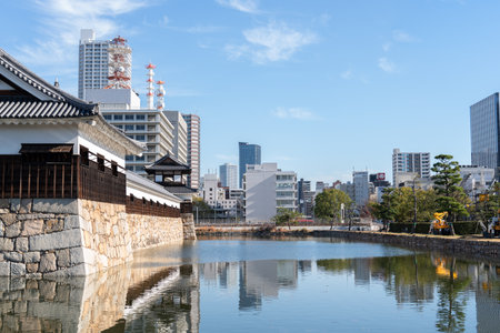 Hiroshima, Japan - December 4, 2023 : Hiroshima castle park and city viewのeditorial素材