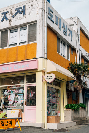 Busan, Korea - April 6, 2024 : Seomyeon Jeonpo Cafe Streetのeditorial素材