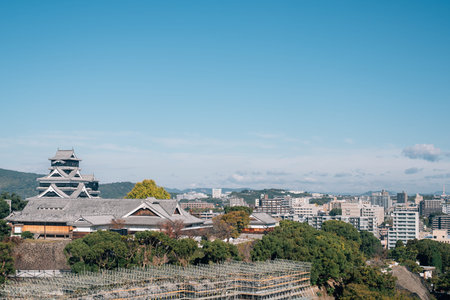 Kumamoto City View with Kumamoto Castle in Japan
