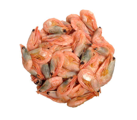 Heap of shrimps isolated on white backgroundの写真素材
