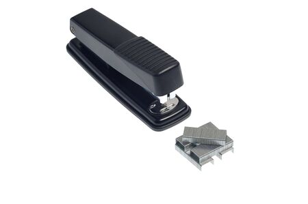 View at stapler and staples from the topの写真素材