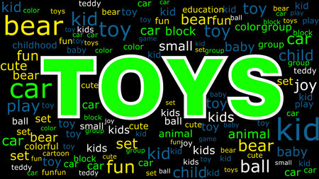 Toys word cloud multicolor use for website t-shirt background or any videoの写真素材