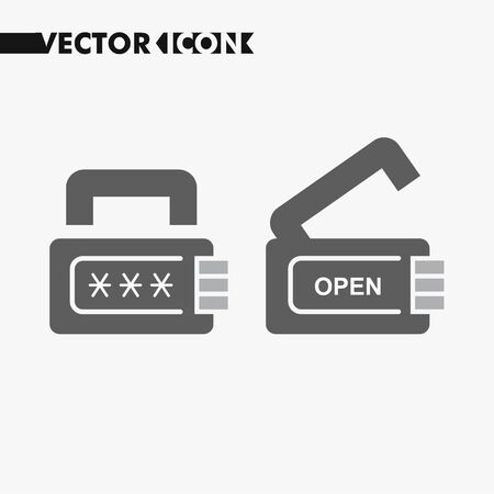 Password protected lock icon, padlock icon pictogram icon on gray background.のイラスト素材