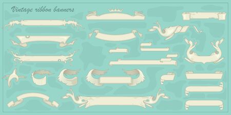 Set of vintage ribbon banners for your text. Vector Collectionのイラスト素材