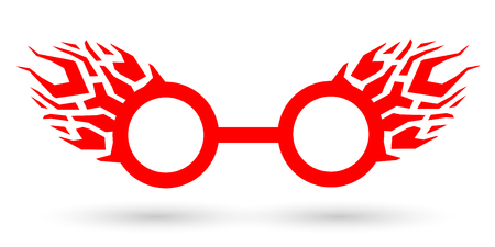 Flame Glasses icon flat, art style, thug lifestyle, vector glasses meme for design photos and pictures, easy to edit.のイラスト素材