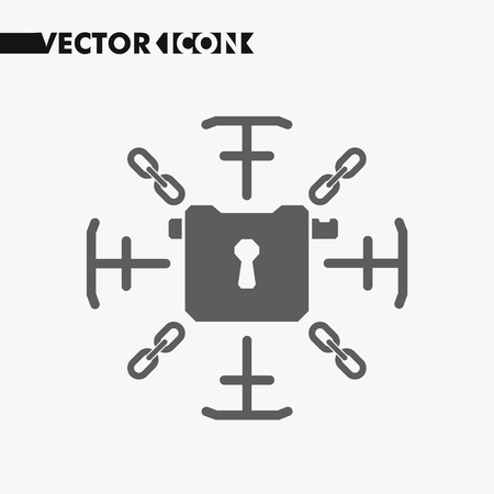 Lock sign with chains. Information security lock concept icon. Security lock symbol for your website design, lock logo, sign, app, UI. Vector.のイラスト素材