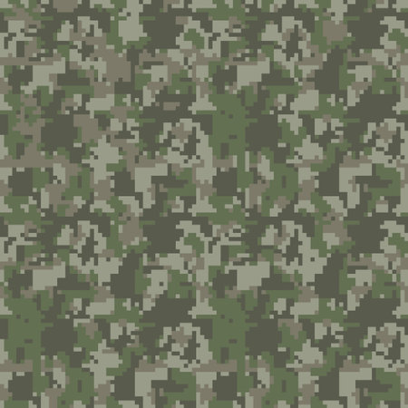 Pixel camo seamless pattern. Green, forest, jungle, urban, brown camouflages. Vector fabric textile print designsのイラスト素材