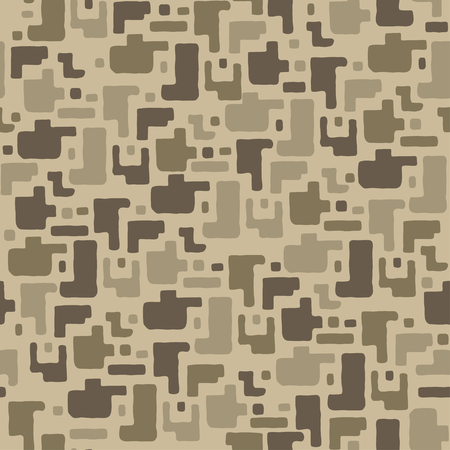 Camouflage pattern background, seamless vector illustration. Classic military clothing style. Masking camo repeat print. Beige, brown, ocher colors desert texture.のイラスト素材
