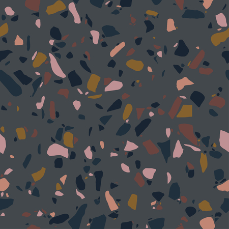 Terrazzo seamless pattern. Surface texture of decorative granite tiles. Stone colored mosaic Vector background.のイラスト素材