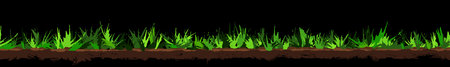 Lawn Borders. Grass Plant seamless panorama. Side view, isolated on black background. Hand drawn stain. Vector illustration.のイラスト素材