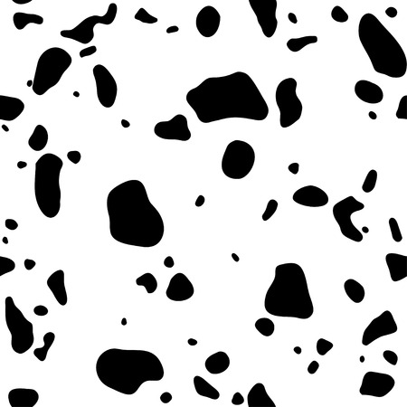 Cow skin. Dalmatians dog spots. animal skin seamless pattern. Black and white. Animal print texture. Vector background.のイラスト素材