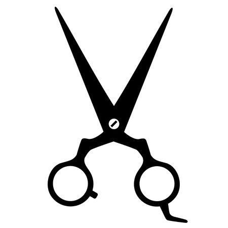 Scissors icon. Cut concept with open scissors. Utensil or hairdresser logo symbol. Vectorのイラスト素材