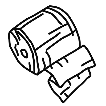 Toilet paper, a roll of thin line icon. Doodle vectorのイラスト素材